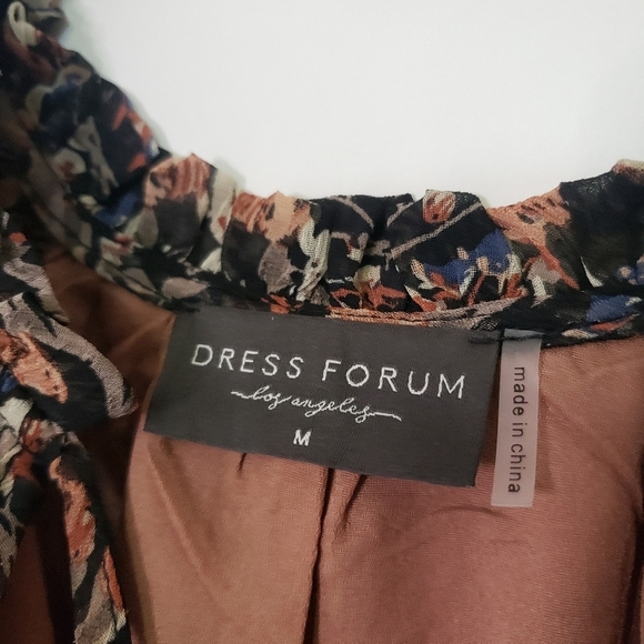 Dress Forum Neutral Long Sleeve Midi Dress Tiered Ruffled  Flowy - Picture 12 of 13